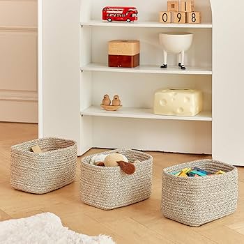 Amazon.com: R RUNKA Small Cotton Rope Basket – Storage Bin